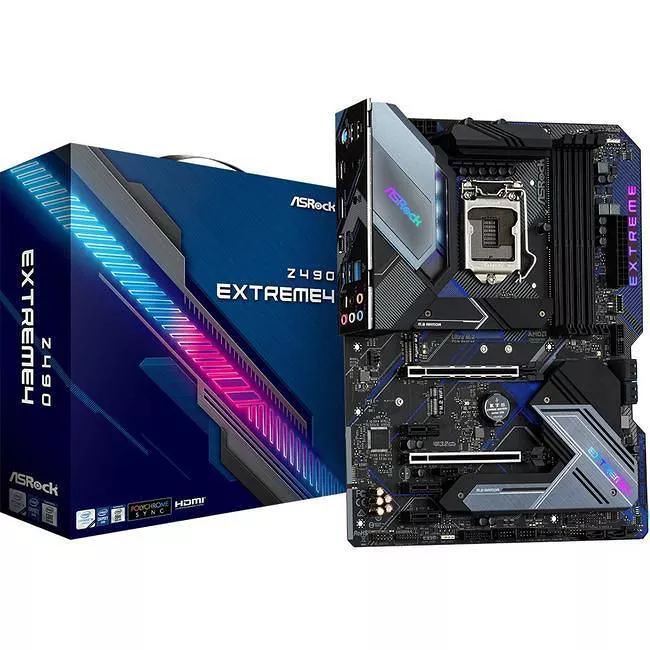 ASRock Z490 EXTREME4 Desktop Motherboard - 1x Socket LGA-1200 - Intel Z490 - 4x DDR4 - RAID - 3x M.2 - 2x PCIe x16 - 1x RJ-45 - ATX