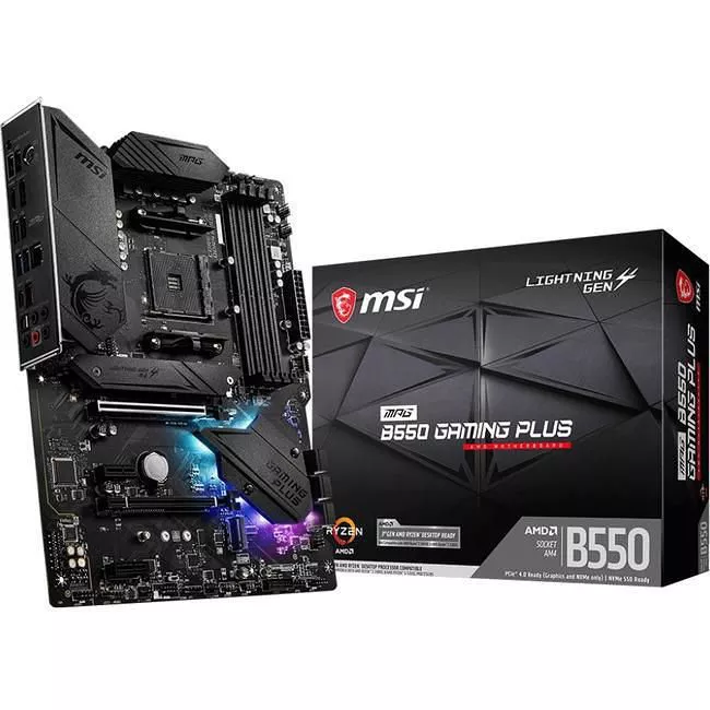 MSI B550GPLUS Desktop Motherboard - 1x Socket AM4 - AMD B550 - 4x DDR4 - RAID - 2x M.2 - 2x PCIe x16 - 1x RJ-45 - ATX