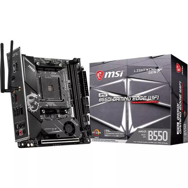 MSI B550IGEDGEWIFI Desktop Motherboard - 1x Socket AM4 - AMD B550 - 2x DDR4 - RAID - 2x M.2 - 1x PCIe x16 - Wi-Fi - 1x RJ-45 - Mini ITX