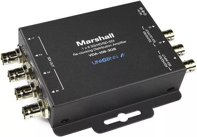 Marshall VDA-106-3GS 1x6 3G/HD/SD-SDI Reclocking Distribution Amplifier