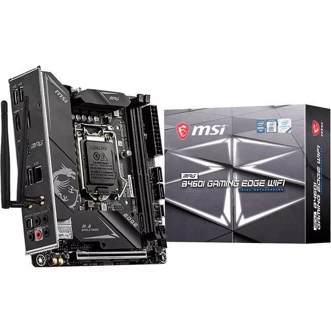 MSI B460IEDGEWIFI Desktop Motherboard - 1x Socket LGA-1200 - Intel B460 - 2x DDR4 - RAID - 2x M.2 - 1x PCIe x16 - Wi-Fi - 1x RJ-45 - Mini ITX