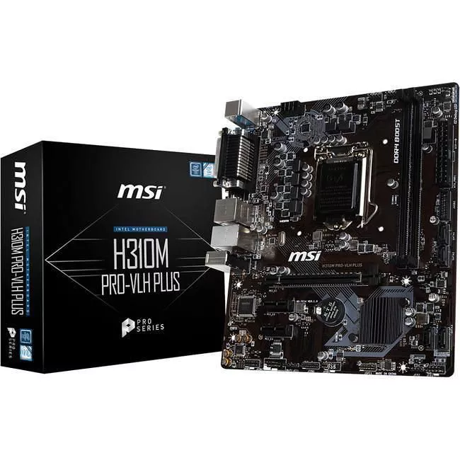 MSI H310MPROVLH Desktop Motherboard - 1x Socket H4 LGA-1151 - Intel H310 - 2x DDR4 - 1x PCIe x16 - 1x RJ-45 - Micro ATX