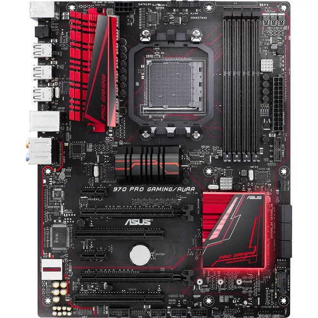 ASUS 970 PRO GAMING /AURA Desktop Motherboard - 1x Socket AM3+ - AMD 970 - 4x DDR3 - RAID - 1x M.2 - 2x PCIe x16 - ATX