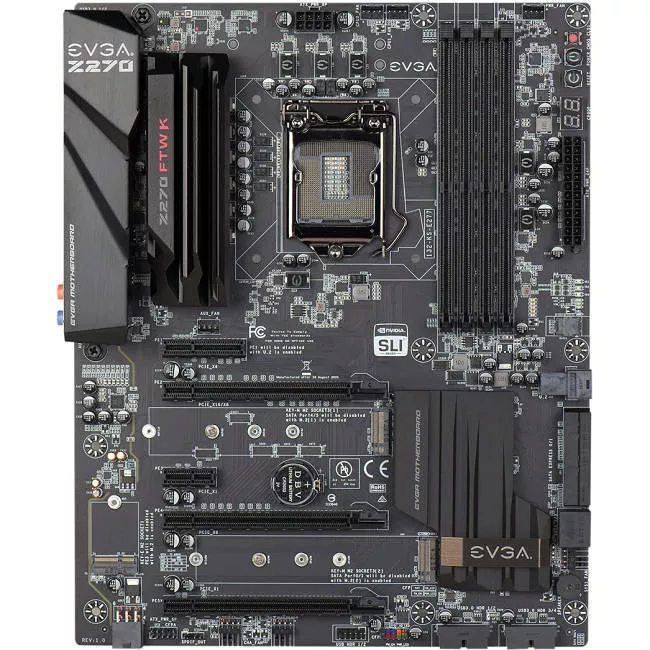 EVGA 132-KS-E277-KR Desktop Motherboard - 1x Socket H4 LGA-1151 - Intel Z270 - 4x DDR4 - RAID - 3x M.2 - 3x PCIe x16 - ATX