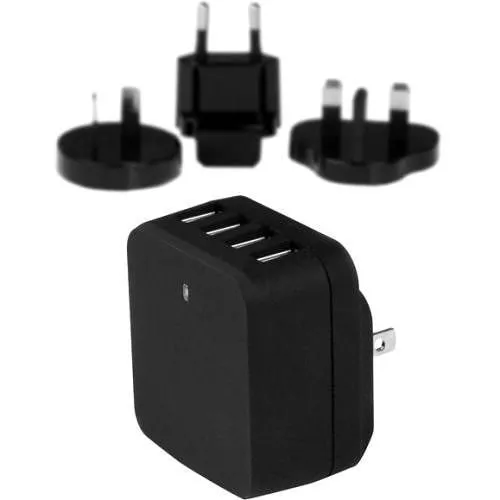 StarTech USB4PACBK USB Wall Charger - 4 Port - Black - Universal Travel Adapter