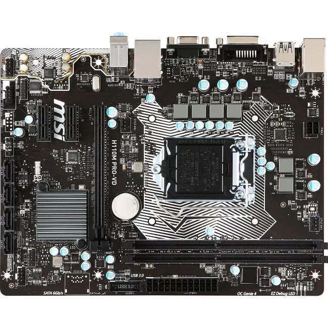MSI H110M PRO-VD Desktop Motherboard - 1x Socket H4 LGA-1151 - Intel H110 - 2x DDR4 - 1x PCIe x16 - Micro ATX