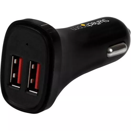 StarTech USB2PCARBKS Dual Port USB Car Charger - Black High Power 24W/4.8A