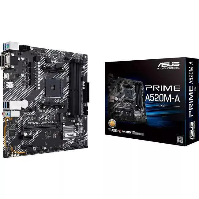 ASUS PRIME A520M-A/CSM Desktop Motherboard - Socket AM4 - AMD A520 - mATX