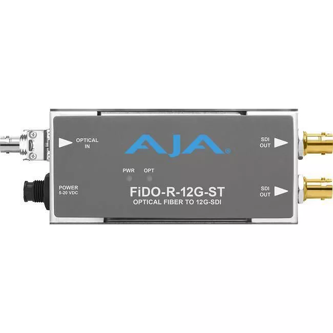 AJA FIDO-R-12G-ST 1-Channel Single Mode ST Fiber to 12G-SDI Receiver