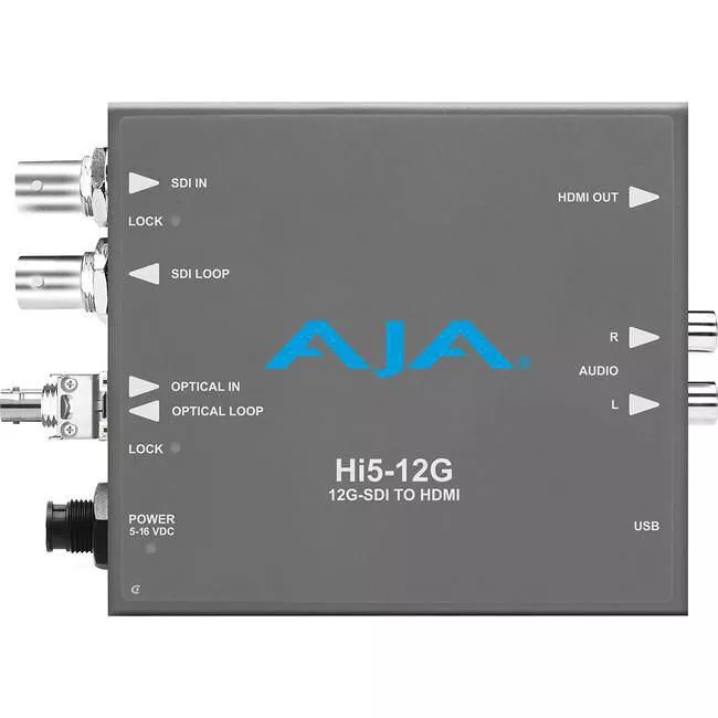 AJA HI5-12G-R-ST 12G-SDI to HDMI 2.0 Mini-Converter with Fiber LC Receiver