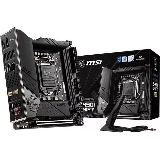 MSI Z490IUNIFY Desktop Motherboard - 1x Socket LGA-1200 - Intel Z490 - 2x DDR4 - RAID - 2x M.2 - 1x PCIe x16 - Wi-Fi - 1x RJ-45 - Mini ITX