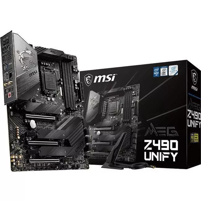 MSI Z490UNIFY Desktop Motherboard - 1x Socket LGA-1200 - Intel Z490 - 4x DDR4 - RAID - 3x M.2 - 3x PCIe x16 - Wi-Fi - 1x RJ-45 - ATX