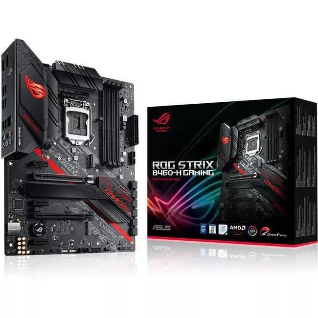 ASUS ROG STRIX B460-H GAMING Desktop Motherboard - 1x Socket LGA-1200 - Intel B460 - 4x DDR4 - RAID - 3x M.2 - 2x PCIe x16 - 1x RJ-45 - ATX