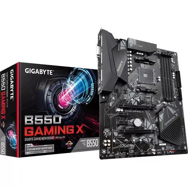 GIGABYTE B550 GAMING X Desktop Motherboard - 1x Socket AM4 - AMD B550 - 4x DDR4 - RAID - 2x M.2 - 2x PCIe x16 - 1x RJ-45 - ATX