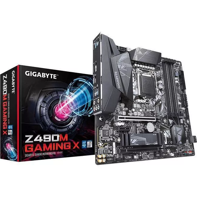 GIGABYTE Z490 M GAMING X Desktop Motherboard - 1x Socket LGA-1200 - Intel Z490 - 4x DDR4 - RAID - 1x M.2 - 2x PCIe x16 - 1x RJ-45 - Micro ATX
