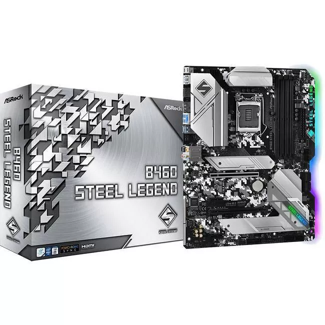 ASRock B460 STEEL LEGEND Desktop Motherboard - 1x Socket LGA-1200 - Intel B460 - 4x DDR4 - RAID - 3x M.2 - 2x PCIe x16 - 1x RJ-45 - ATX