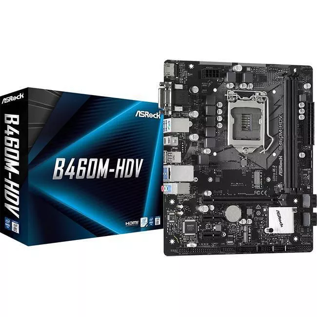 ASRock B460M-HDV Desktop Motherboard - 1x Socket LGA-1200 - Intel B460 - 2x DDR4 - RAID - 2x M.2 - 1x PCIe x16 - 1x RJ-45 - Micro ATX