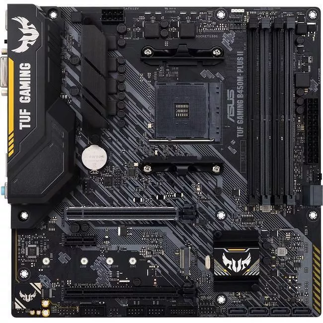 ASUS TUF GAMING B450M-PLUS II Desktop Motherboard - 1x Socket AM4 - AMD B450 - 4x DDR4 - RAID - 1x M.2 - 2x PCIe x16 - 1x RJ-45 - Micro ATX