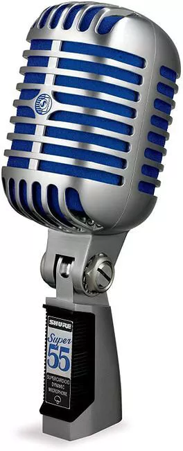 Shure SUPER 55 Classic Super 55 Wired Dynamic Microphone - Silver, Blue
