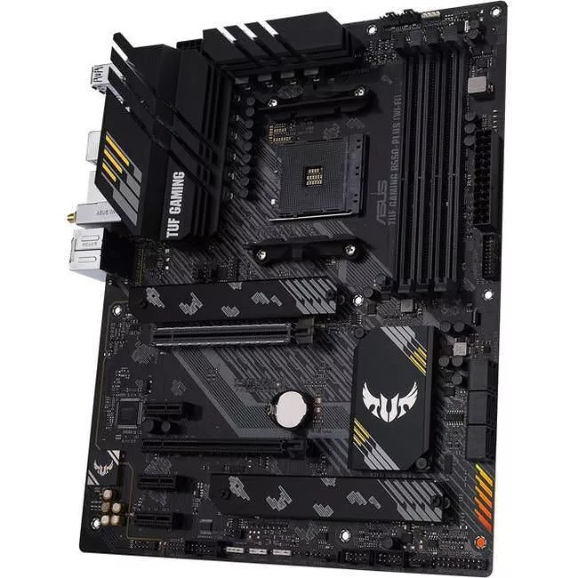 ASUS TUF GAMING B550-PLUS WIFI Desktop Motherboard - 1x Socket AM4 - AMD B550 - 4x DDR4 - RAID - 2x M.2 - 2x PCIe x16 - Wi-Fi - 1x RJ-45 - Micro ATX