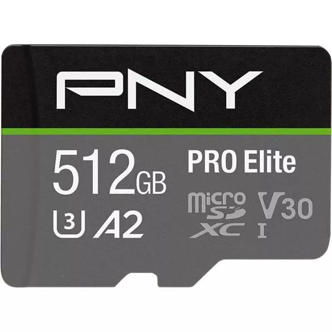 PNY P-SDUX512U3100PRO-GE 512GB PRO Elite Class 10 (U3) microSDXC
