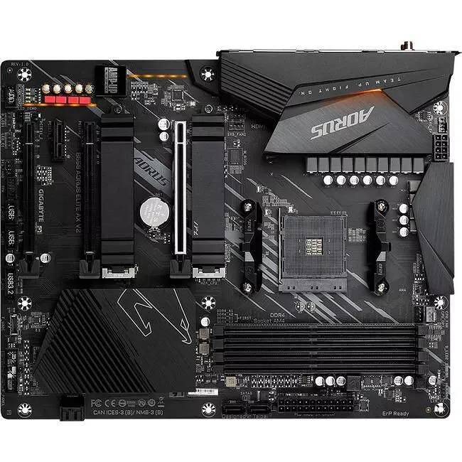 GIGABYTE B550 AORUS ELITE AX V2 Desktop Motherboard - 1x Socket AM4 - AMD B550 - 4x DDR4 - RAID - 2x M.2 - 3x PCIe x16 - Wi-Fi - 1x RJ-45 - ATX