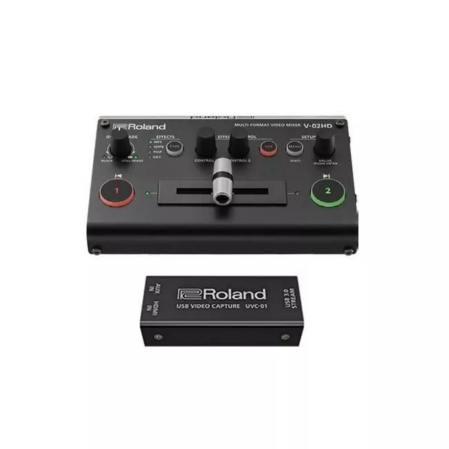 Roland V-02HD-STR V-02HD STR Video Switcher Web Streaming Bundle With UVC-01