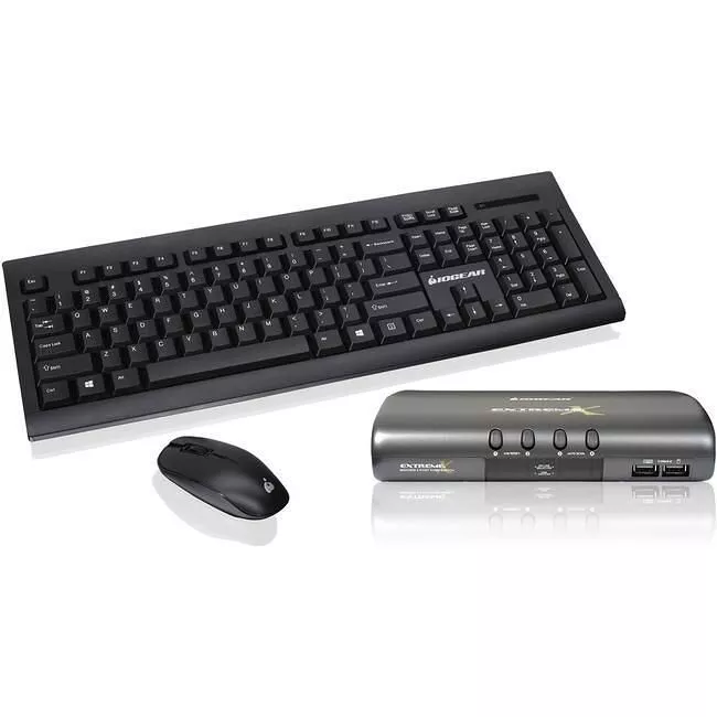 IOGEAR GCS1734-KM1 4-Port Dual Platform KVMP Switch w/ Wireless Keyboard and Mouse Kit