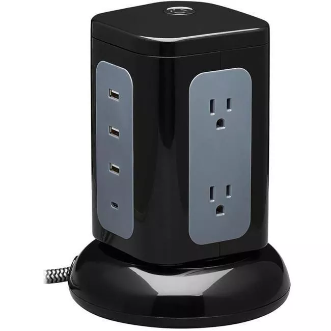 Tripp Lite TLP606UCTOWER Surge Protector Tower - 6-Outlet - 3x USB-A - 1x USB-C - 8 ft Cord