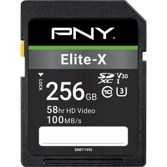 PNY P-SD256U3100EX-GE 256 GB Elite-X Class 10 (U3) SDXC Memory Card