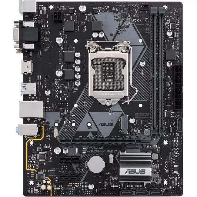 ASUS PRIME H310M-A R2.0 Desktop Motherboard - 1x Socket H4 LGA-1151 - Intel H310 - 2x DDR4 - 1x M.2 - 1x PCIe x16 - Micro ATX