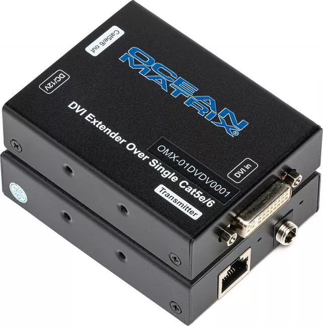 Ocean Matrix OMX-01DVDV0001 1080p/60 DVI Extender Kit Over Single Cat 5e/6 PoC