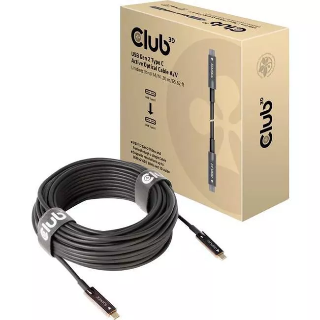 Club 3D CAC-1589 Optical Cable - USB C - Gen 2 - Unidirectional - M/M - 20 m