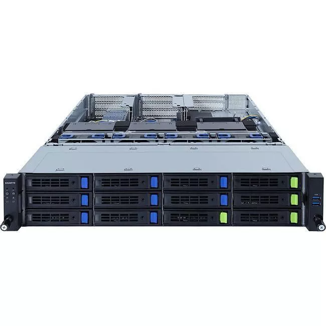 GIGABYTE R282-Z96 2U Rack Barebone - 2x Socket SP3/AMD EPYC 7002/7001 - 2x 2000 W Platinum - 3x GPU