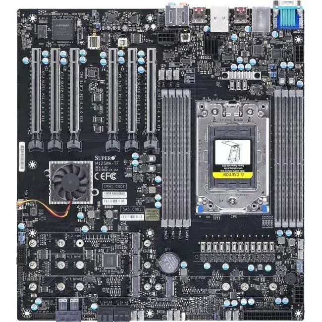 Supermicro MBD-M12SWA-TF-B Workstation Motherboard - 1x Socket SP3 - AMD WRX80 - 8x DDR4 - RAID - 4x M.2 - 6x PCIe x16 - 2x RJ-45 - EATX