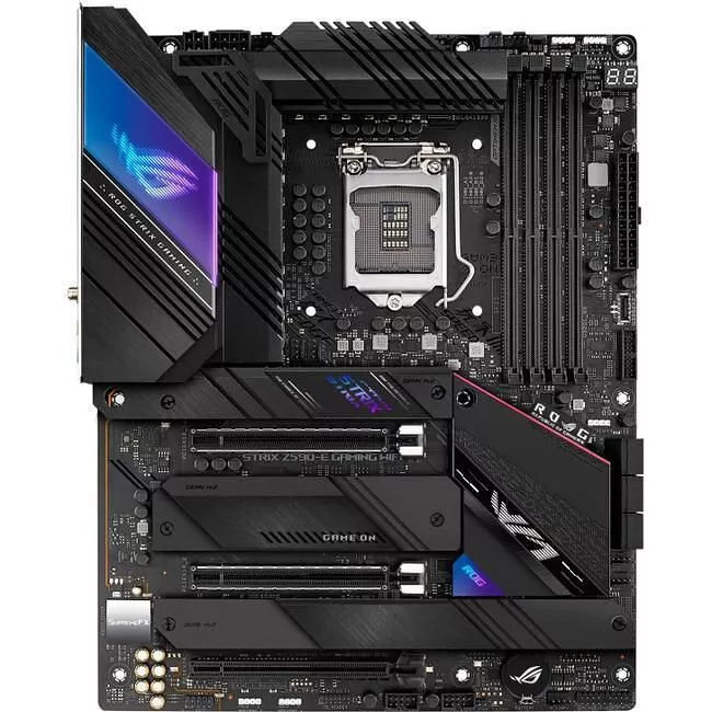 ASUS ROG STRIX Z590-E GAMING WIFI Desktop Motherboard - 1x Socket LGA-1200 - Intel Z590 - 4x DDR4 - 2x M.2 - 3x PCIe x16 - Wi-Fi - 2x RJ-45 - ATX