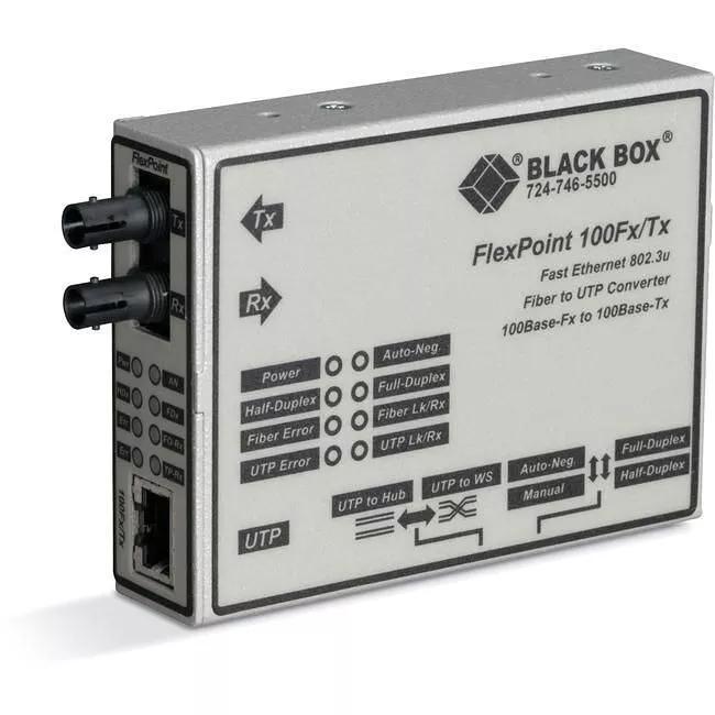 Black Box LMC213ASMSTR2 FlexPoint 100BASE-TX to 100BASE-FX Media Converter