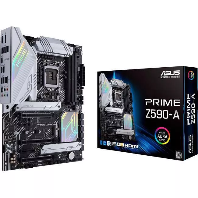 ASUS PRIME Z590-A Desktop Motherboard - 1x Socket LGA-1200 - Intel Z590 - 4x DDR4 - 3x M.2 - 3x PCIe x16 - 1x RJ-45 - ATX