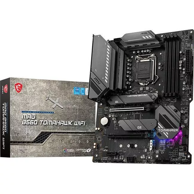 MSI B560TOMAWIFI Desktop Motherboard - 1x Socket LGA-1200 - Intel B560 - 4x DDR4 - 3x M.2 - 2x PCIe x16 - Wi-Fi - 1x RJ-45 - ATX
