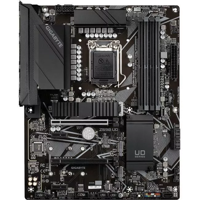 GIGABYTE Z590 UD Desktop Motherboard - 1x Socket LGA-1200 - Intel Z590 - 4x DDR4 - RAID - 3x M.2 - 2x PCIe x16 - 1x RJ-45 - ATX