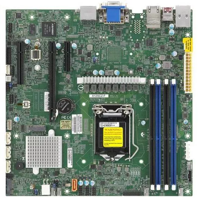 Supermicro MBD-X12SCZ-F-B Desktop Motherboard - 1x Socket LGA-1200 - Intel W480 - 4x DDR4 - RAID - 2x M.2 - 1x PCIe x16 - 2x RJ-45 - Micro ATX