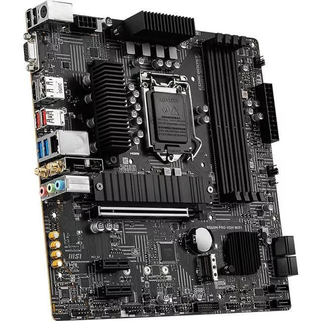MSI B560MPVDHWI Desktop Motherboard - 1x Socket LGA-1200 - Intel B560 - 4x DDR4 - 2x M.2 - 1x PCIe x16 - Wi-Fi - 1x RJ-45 - Micro ATX