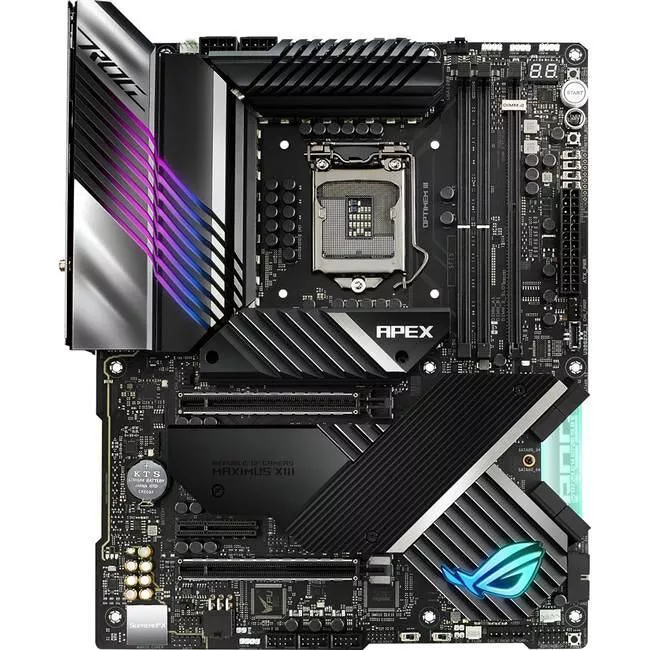 ASUS ROG MAXIMUS XIII APEX Desktop Motherboard - 1x Socket LGA-1200 - Intel Z590 - 2x DDR4 - 2x M.2 - 2x PCIe x16 - Wi-Fi - 1x RJ-45 - ATX