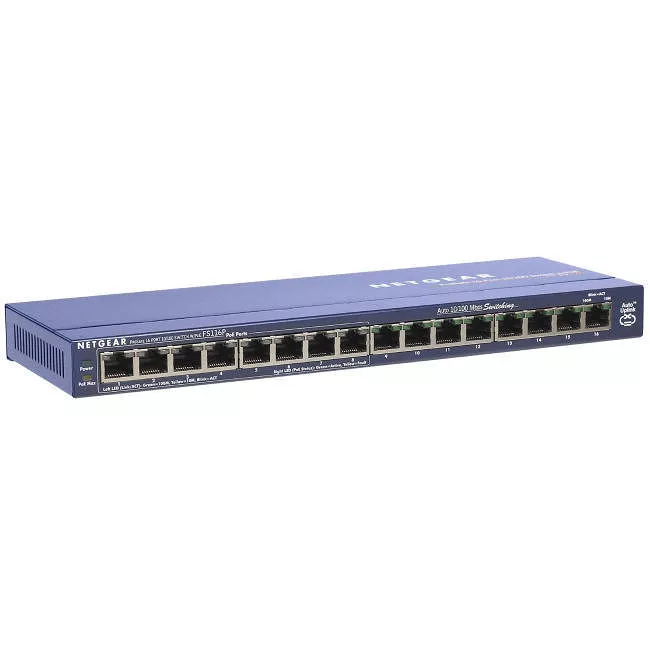 NETGEAR FS116PNA 16-Port 10/100 PoE ProSAFE Switch, FS116P