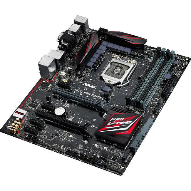 ASUS H170 PRO GAMING Desktop Motherboard - 1x Socket H4 LGA-1151 - Intel H170 - 4x DDR4 - RAID - 1x M.2 - 2x PCIe x16 - ATX