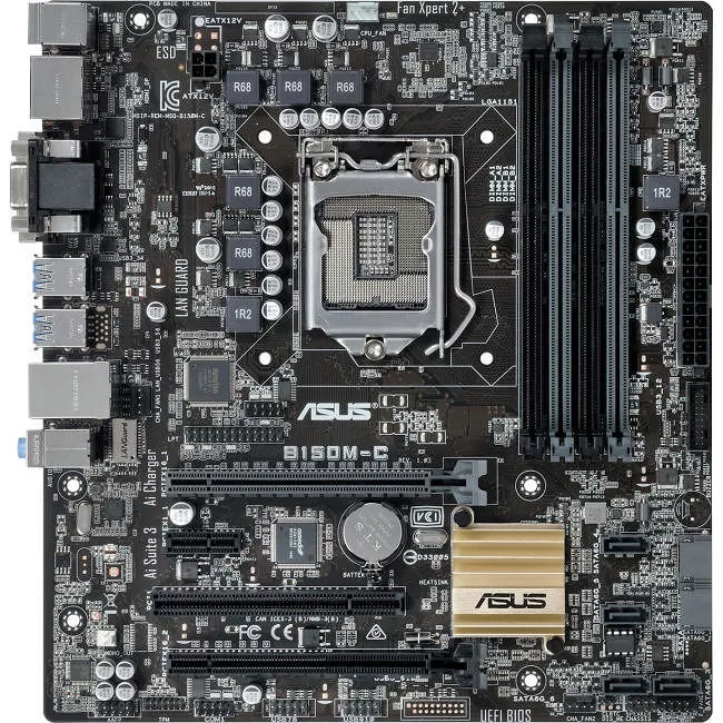 ASUS B150M-C/CSM Desktop Motherboard - 1x Socket H4 LGA-1151 - Intel B150 - 4x DDR4 - 2x PCIe x16 - Micro ATX
