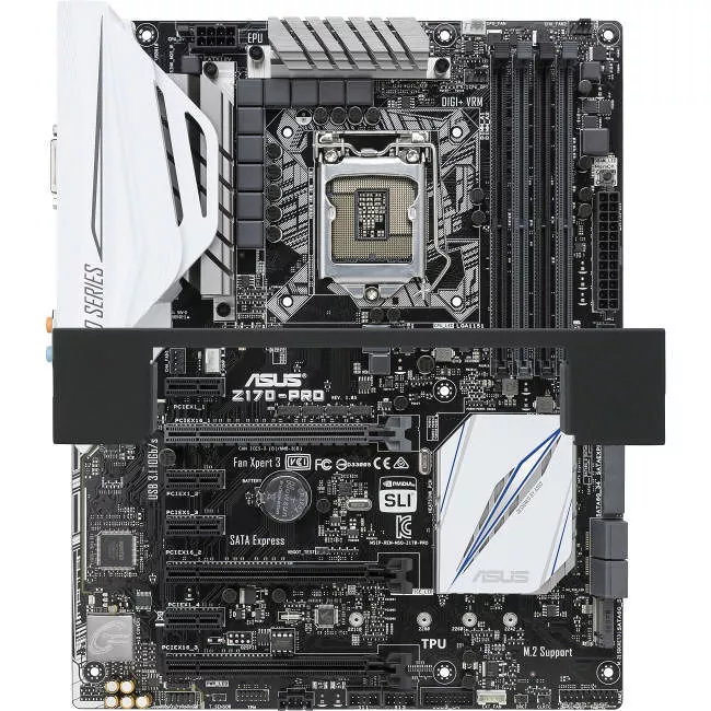 ASUS Z170-PRO Desktop Motherboard - 1x Socket H4 LGA-1151 - Intel Z170 - 4x DDR4 - RAID - 1x M.2 - 2x PCIe x16 - ATX