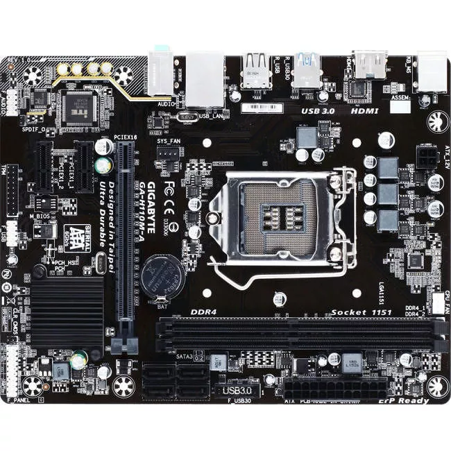 GIGABYTE GA-H110M-A Ultra Durable Desktop Motherboard - Intel H110 Chipset - Socket H4 LGA-1151