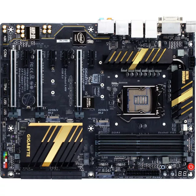 GIGABYTE GA-Z170X-UD5 Desktop Motherboard - 1x Socket H4 LGA-1151 - Intel Z170 - 4x DDR4 - RAID - 3x M.2 - 3x PCIe x16 - ATX