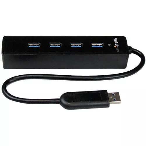 StarTech ST4300PBU3 4 Port Portable USB 3.0 Hub with Built-in Cable